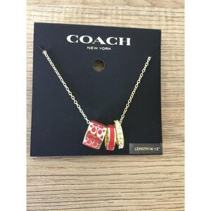 Coach Signature Enamel Rondell Necklace w/Interlocking Pendants NWT